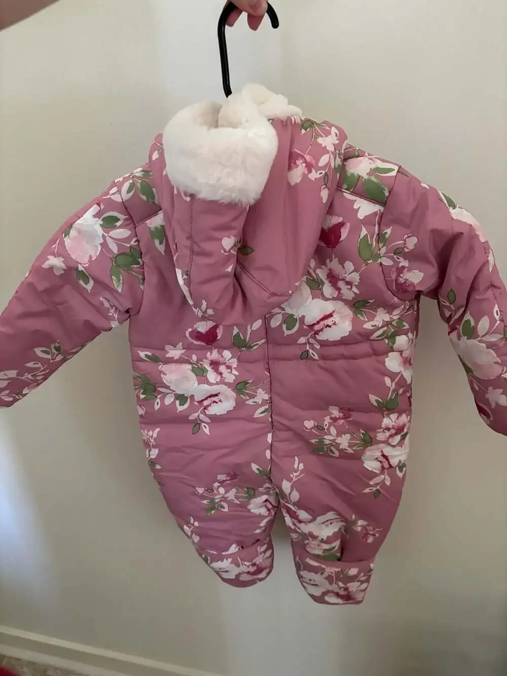 The Children's Place Baby Girls Floral Print Faux Fur Trim Hooded Snowsuit